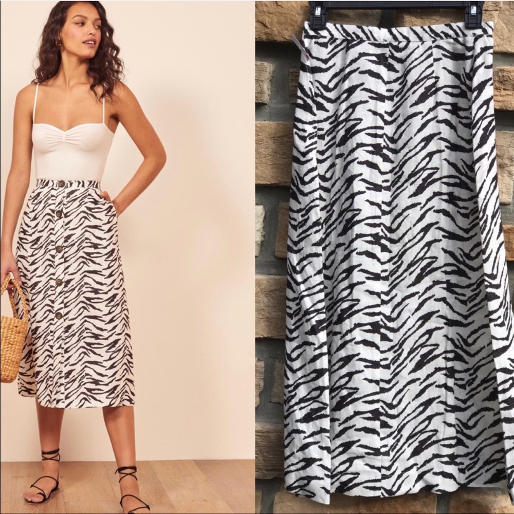 NWT Reformation gorgeous Midi Linen Button Skirt - Picture 6 of 7